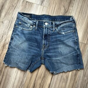 Abercrombie & Fitch Cutoff Mid Rise Distressed Denim‎ Shorts Size 29 Blue